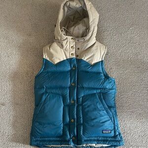 Patagonia Blue and Tan Hooded Vest